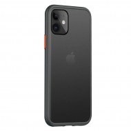 Husa spate pentru iPhone 11 Pro Max - Button Case Negru / Rosu