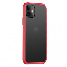 Husa spate pentru iPhone 11 Pro Max - Button Case Rosu / Negru