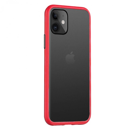 Husa spate pentru iPhone 11 Pro Max - Button Case Rosu / Negru