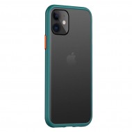 Husa spate pentru iPhone 11 Pro Max - Button Case Turcoaz / Portocaliu