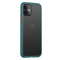 Husa spate pentru iPhone 11 Pro Max - Button Case Turcoaz / Portocaliu