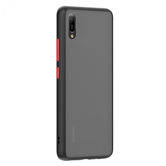 Husa spate pentru Huawei Y6 2019 - Button Case Negru / Rosu