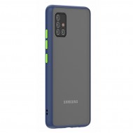 Husa spate pentru Samsung Galaxy A71 - Button Case Albastru / Verde