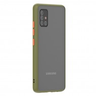 Husa spate pentru Samsung Galaxy A71 - Button Case Army / Portocaliu