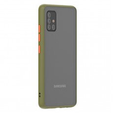 Husa spate pentru Samsung Galaxy A71 - Button Case Army / Portocaliu