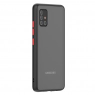 Husa spate pentru Samsung Galaxy A71 - Button Case Negru / Rosu