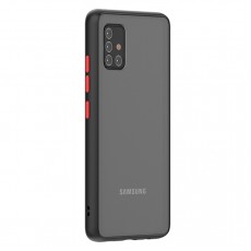 Husa spate pentru Samsung Galaxy A71 - Button Case Negru / Rosu