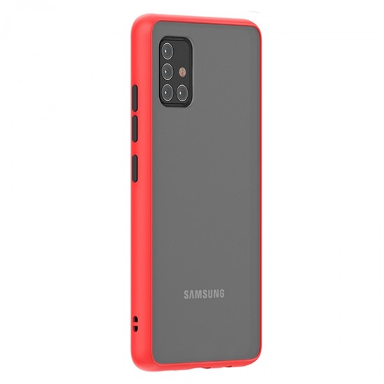 Husa spate pentru Samsung Galaxy A71 - Button Case Rosu / Negru