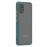 Husa spate pentru Samsung Galaxy A71 - Button Case Verde Crud / Portocaliu