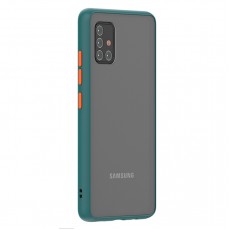 Husa spate pentru Samsung Galaxy A71 - Button Case Turcoaz / Portocaliu