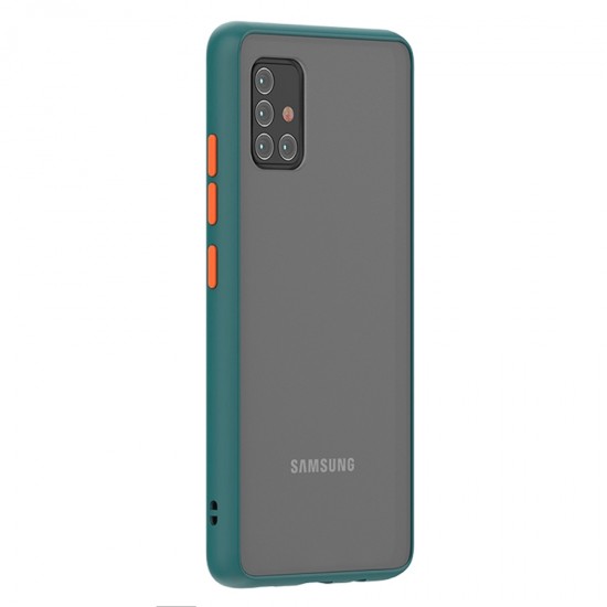 Husa spate pentru Samsung Galaxy A71 - Button Case Turcoaz / Portocaliu