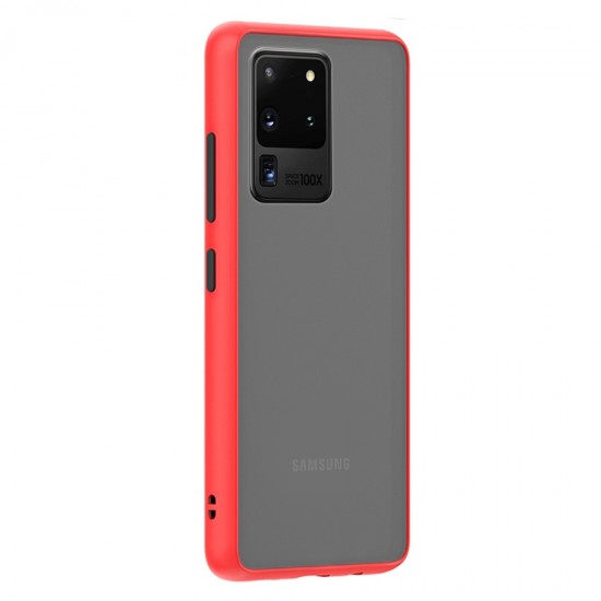 Husa spate pentru Samsung Galaxy S20 Ultra - Button Case Rosu / Negru