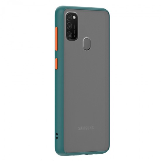 Husa spate pentru Samsung Galaxy M21 - Button Case Turcoaz / Portocaliu