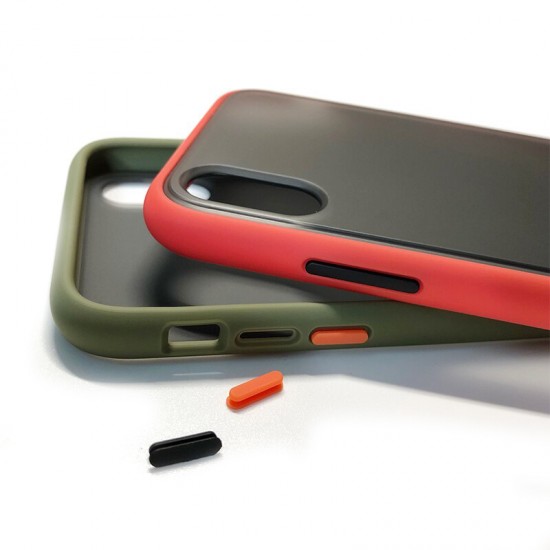 Husa spate pentru iPhone 12 Pro Max - Button Case Rosu / Negru