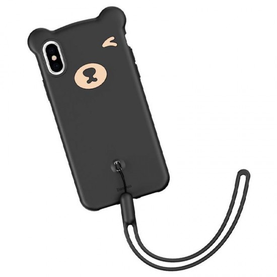 Husa spate pentru Apple iPhone XS Max - Baseus Bear Silicone Case Negru