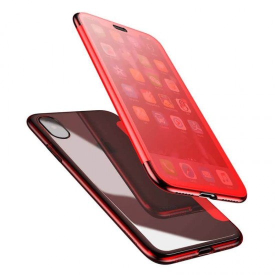 Husa pentru iPhone XS Max - Flip Case Baseus Touchable Rosu