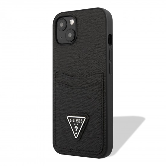 Husa spate pentru iPhone 13 - Guess Saffiano Double Card Negru