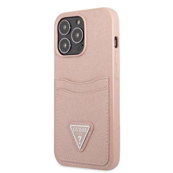Husa spate pentru iPhone 13 Pro Max - Guess Saffiano Double Card Roz