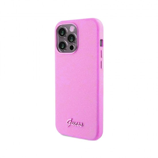 Husa spate pentru iPhone 15 Pro Max - Guess Leather iridescent Roz
