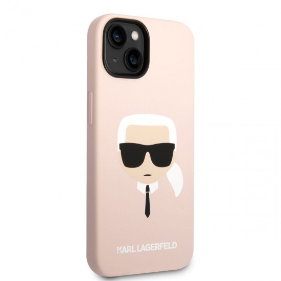Husa spate pentru iPhone 13 - Iconic Silicon Karl Lagerfeld Roz