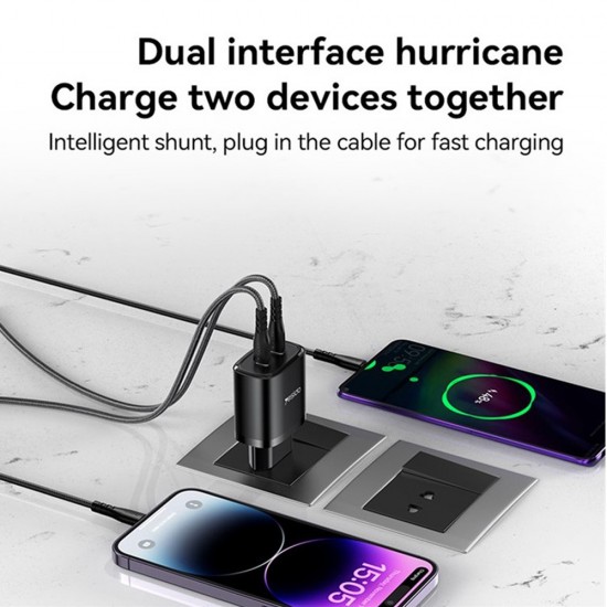 Incarcator Yesido YC56 Fast Charger 20W plus cablu 1.2m - Negru