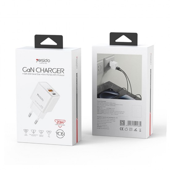 Incarcator Yesido YC61 Fast Charger 20W - Alb