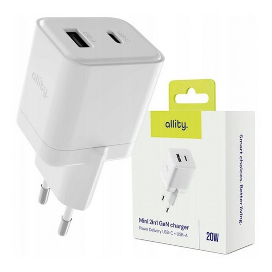 Incarcator Allity Type C Plus USB 20W - Alb