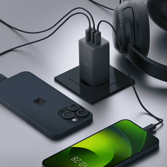 Incarcator Allity 3in1 1 x USB-A, 2 x USB Type-C 65W - Negru