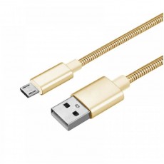 Cablu de date metalic microUSB 1m - Gold