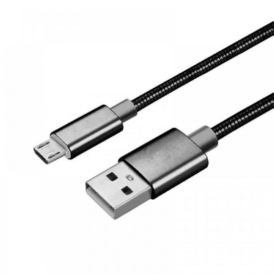Cablu de date metalic microUSB 1m - Negru