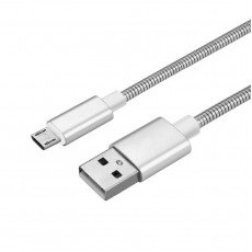 Cablu de date metalic microUSB 1m - Gri