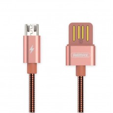 Cablu de date metalic microUSB Fast Charge Remax RC-080 - Roz