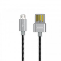 Cablu de date metalic microUSB Fast Charge Remax RC-080 - Argintiu