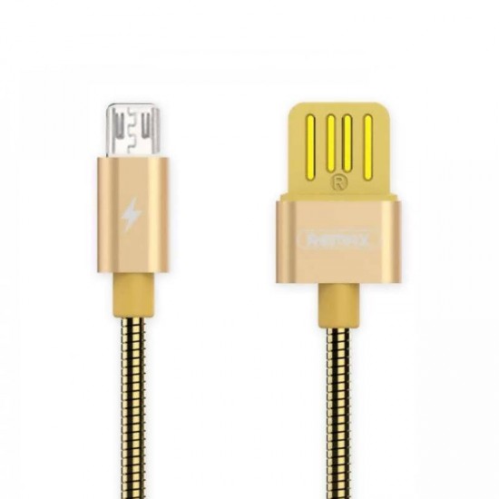 Cablu de date metalic microUSB Fast Charge Remax RC-080 - Auriu