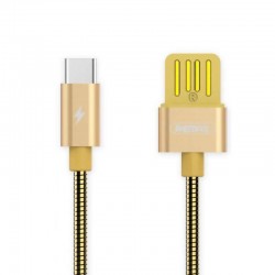 Cablu de date metalic Type-C Fast Charge Remax RC-080 - Auriu