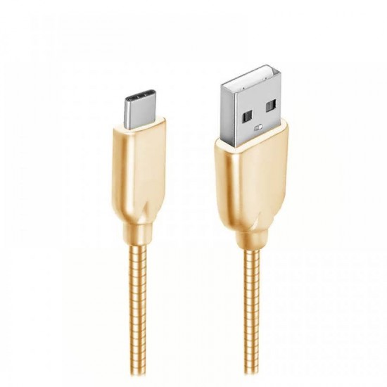 Cablu de date metalic Type-C 1m - Gold