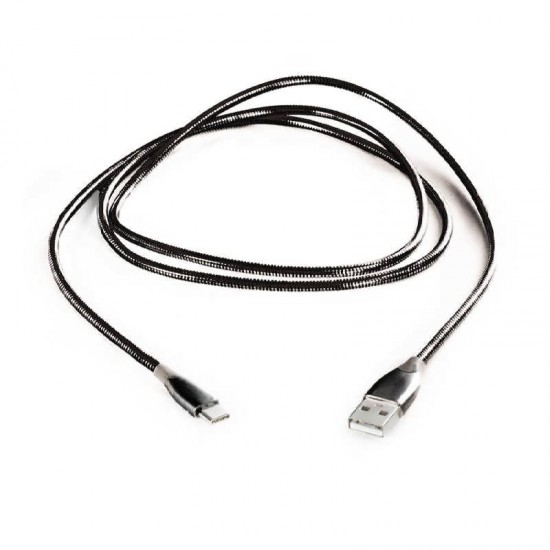 Cablu de date metalic Type-C 1m - Negru
