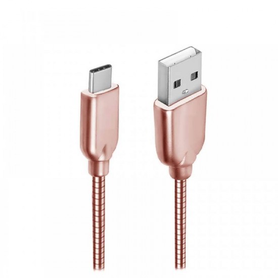 Cablu de date metalic Type-C 1m - Rose Gold