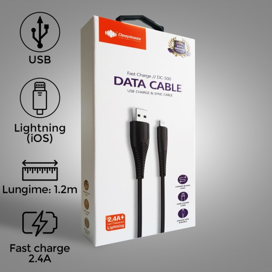 Cablu Fast Charging 2.4A USB - Lightning Deepbass DC-500