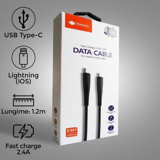 Cablu Fast Charging 2.4A USB Type-C - Lightning Deepbass DC-510