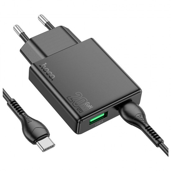 Incarcator Hoco N38 Fast Charger 20W plus cablu 1m - Negru