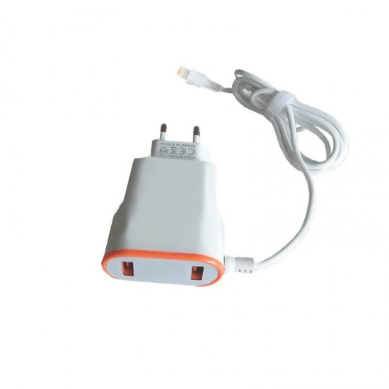 Incarcator de priza D380A - 2.4A 2xUSB + cablu Lightning pentru iPhone
