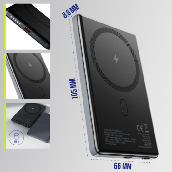 Baterie externa Allity, MagSafe charging - 5000mAh