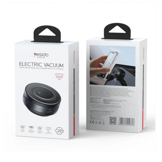 Suport auto magnetic, cu ventuza electrica, pentru telefon cu incarcare Wireless - Yesido C223