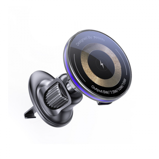 Suport auto magnetic, cu prindere pentru grila de ventilatie, pentru telefon cu incarcare Wireless - Yesido C308