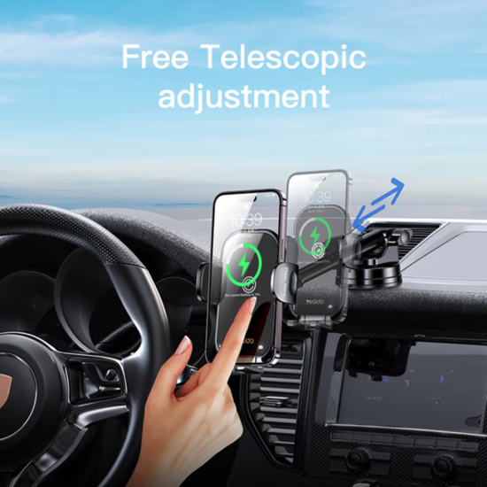 Suport auto pentru telefon cu incarcare Wireless Yesido C197 - Negru