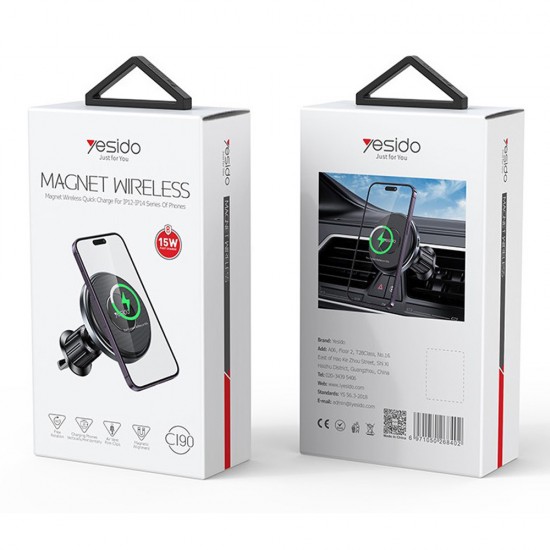 Suport auto universal pentru telefon cu incarcare Wireless - Yesido C190 Plus