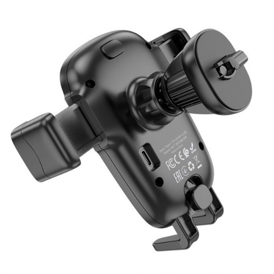 Suport auto grila ventilatie pentru telefon cu incarcare Wireless Hoco HW1 - Negru