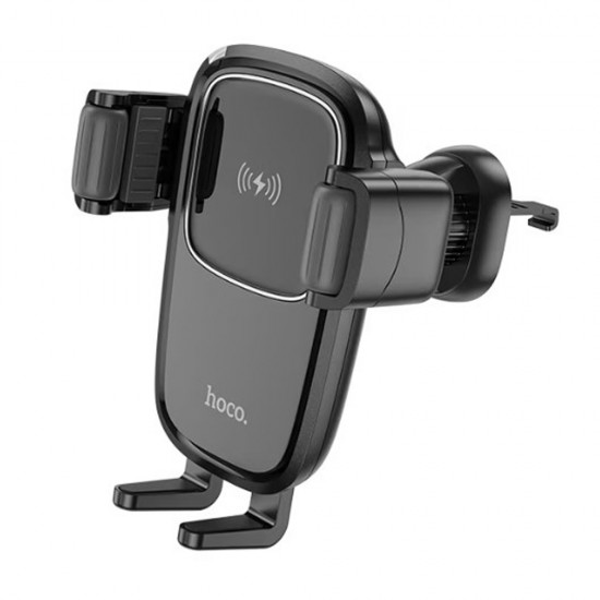 Suport auto grila ventilatie pentru telefon cu incarcare Wireless Hoco HW1 - Negru