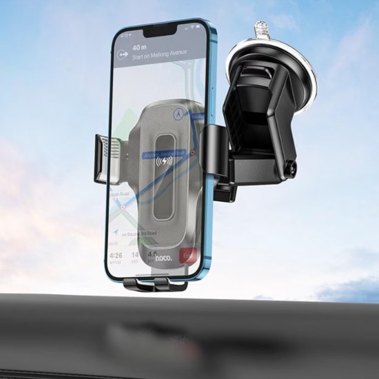 Suport auto pentru telefon cu incarcare Wireless Hoco HW3 - Negru